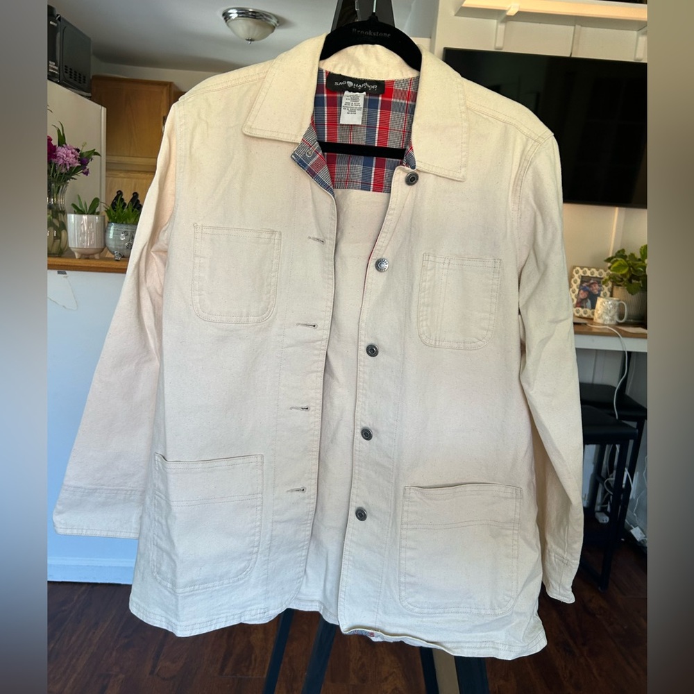 Sag Harbor Men's Tan Jacket with Plaid Lining